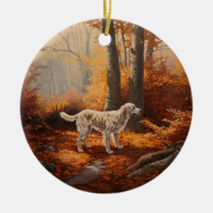 Décoration En Céramique Setter anglais en automne Leaves Fall Inspire
