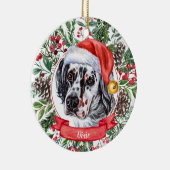Décoration En Céramique Setter anglais personnalisé Père Noël chien orname (Droite)