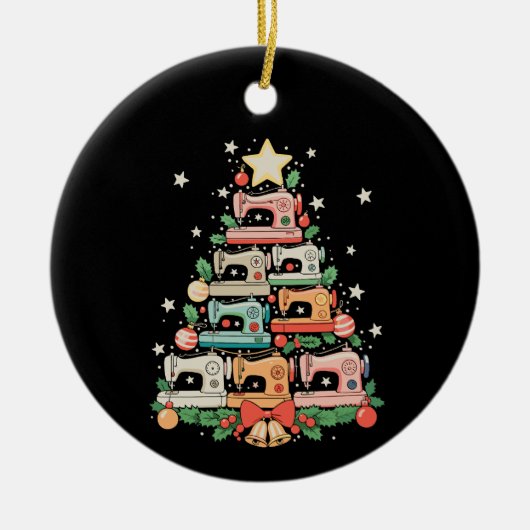 Décoration En Céramique Sewing Machine Christmas Tree Stitch Knit Sew Xmas (Devant)