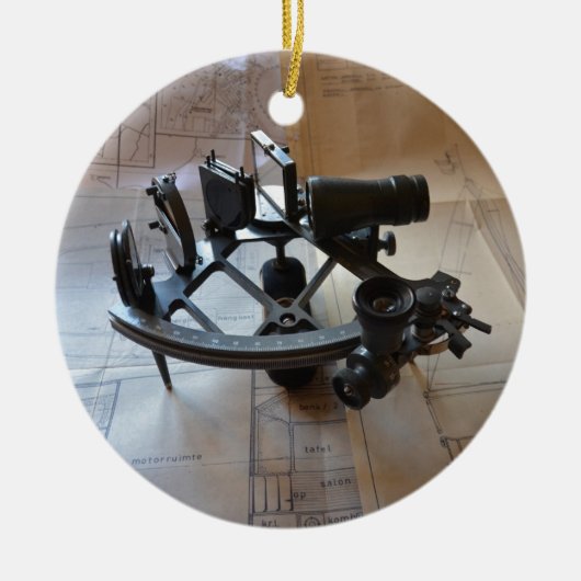 Décoration En Céramique Sextant Antique (Devant)