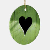 Décoration En Céramique SHABBYCHIC coeur en bois vert noir (Droite)