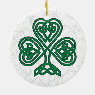 DÉCORATION EN CÉRAMIQUE SHAMROCK IRLANDAIS SYMBOLE ORNAMENT DE NOËL