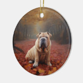 Décoration En Céramique Shar Pei dans l'automne Feuilles automne Inspire (Gauche)