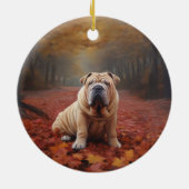 Décoration En Céramique Shar Pei dans l'automne Feuilles automne Inspire (Dos)