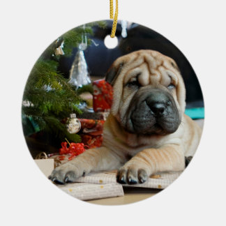 Décoration En Céramique Shar Pei Noël