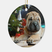 Décoration En Céramique Shar Pei Noël (Gauche)