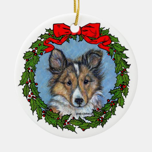 Décoration En Céramique Sheltie Pup Art par Glenda S. Harlan (Devant)