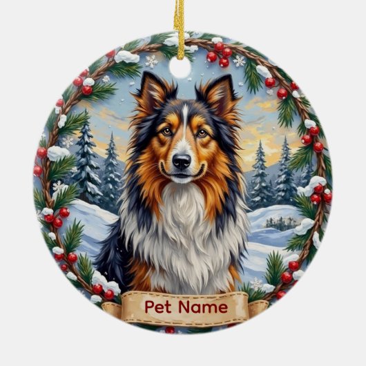 Décoration En Céramique Shetland Sheepdog Christmas (Dos)