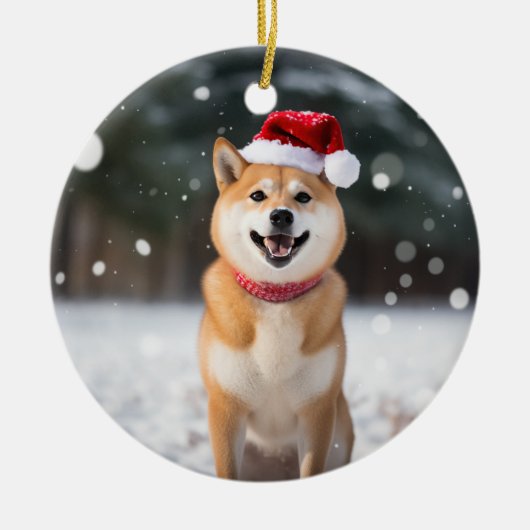 Décoration En Céramique Shiba Inu Chien Noël Keepsaké (Devant)