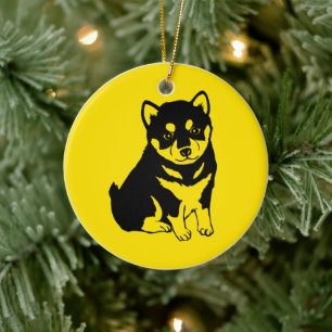 Décoration En Céramique Shiba Inu Chinese Dog Year 2018 Text back Ornament