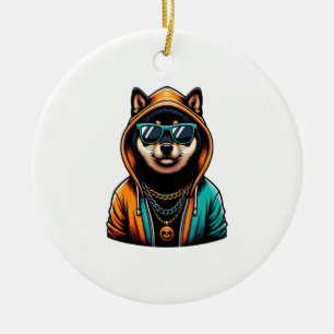 Décoration En Céramique Shiba Inu en capuche de streetwear
