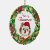 Décoration En Céramique Shihtzu chien Joyeux Noël (Droite)