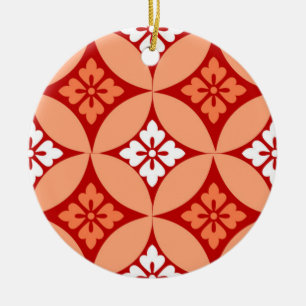 Décoration En Céramique Shippo avec Motif Fleur, Mandarin Orange