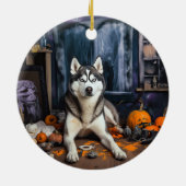 Décoration En Céramique Sibérie Husky Citrouille Halloween effrayant (Dos)
