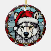 Décoration En Céramique Sibérien Husky Vitrail Noël (Devant)