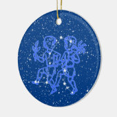 Décoration En Céramique Signe Gemini Zodiac avec étoiles sur céramique ble (Gauche)