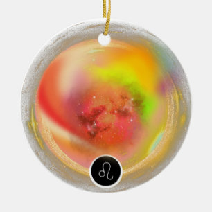 Décoration En Céramique Signe moderne Zodiac Leo Citation   Élément incend