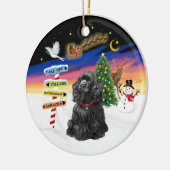 Décoration En Céramique Signes de Noël - Black Cocker Spaniel (Gauche)