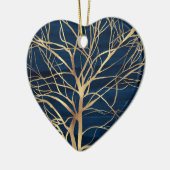 Décoration En Céramique Silhouette Arbre d'Or moderne Design bleu minimal (Gauche)