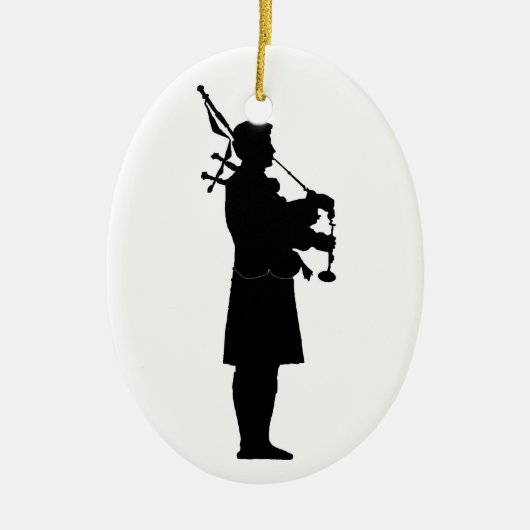 Décoration En Céramique Silhouette de Bagpiper écossaise (Devant)