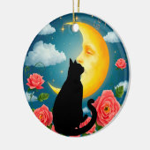 Décoration En Céramique Silhouette de chat assis devant la lune (Gauche)