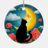 Décoration En Céramique Silhouette de chat assis devant la lune (Dos)