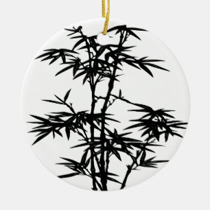Décoration En Céramique Silhouette en bambou noir