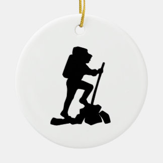 Décoration En Céramique silhouette noire simple randonnée de montagne