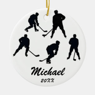 Décoration En Céramique Silhouettes de joueurs de hockey personnalisées te