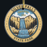 Décoration En Céramique Silver Falls State Park Oregon Badge Vintage<br><div class="desc">Illustration Silver Falls State Park. Le parc est le plus grand parc d'état de l'Oregon.</div>