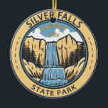 Décoration En Céramique Silver Falls State Park Oregon Badge Vintage<br><div class="desc">Illustration Silver Falls State Park. Le parc est le plus grand parc d'état de l'Oregon.</div>