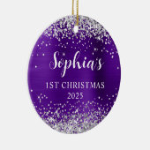 Décoration En Céramique Silver Glitter Ingigo Foil 1st Christmas Photo (Droite)