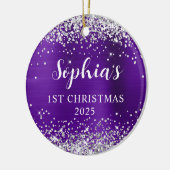 Décoration En Céramique Silver Glitter Ingigo Foil 1st Christmas Photo (Gauche)