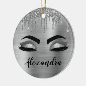 Décoration En Céramique Silver Glitter Sparkle Eyelashes Monogram (Gauche)