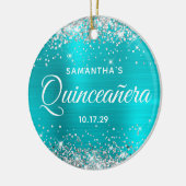 Décoration En Céramique Silver Glitter Turquoise Foil Quinceañera (Gauche)