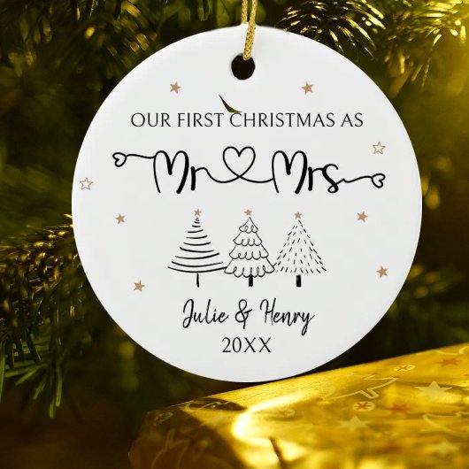 Décoration En Céramique Simple couple premier Noël