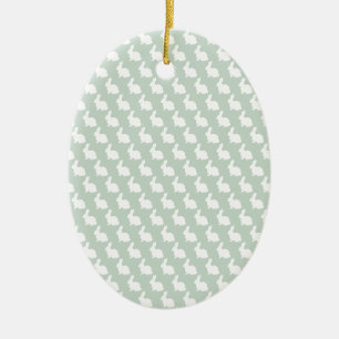 Décoration En Céramique Simple lapin vert et blanc de Pâques