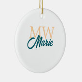 Décoration En Céramique simple minimal ajouter nom monogramme orange bleu (Droite)