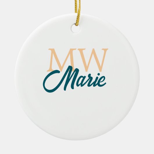 Décoration En Céramique simple minimal ajouter nom monogramme orange bleu (Devant)