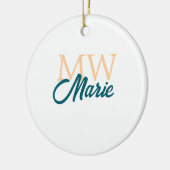 Décoration En Céramique simple minimal ajouter nom monogramme orange bleu (Gauche)