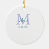 Décoration En Céramique simple minimum ajouter nom monogramme violet vert (Dos)