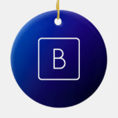 Décoration En Céramique Simple moderne bleu foncé Ombre dégradé et monogra (Dos)