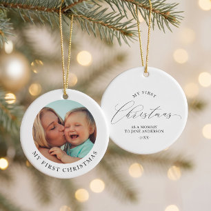 Décoration En Céramique Simple Photo de Maman et Bébé Premier Noël