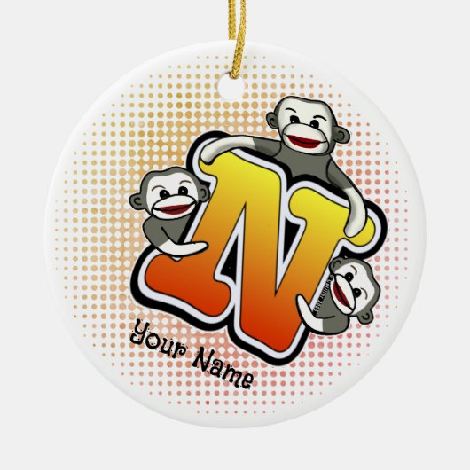 Décoration En Céramique singe chaussette Monogram N (Devant)