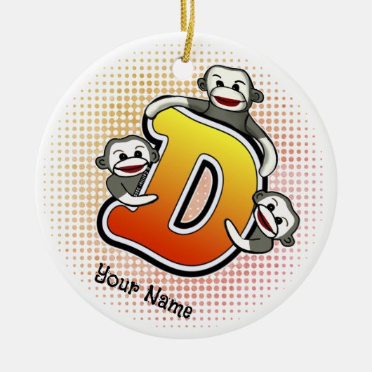 Décoration En Céramique Singe de chaussette D monogramme (Devant)