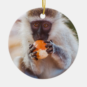 Décoration En Céramique Singe idiot avec orange