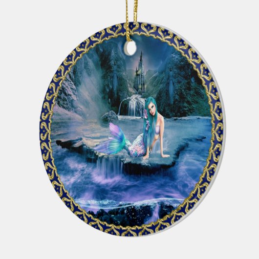 Décoration En Céramique Sirène avec des cheveux de turquoise (Gauche)