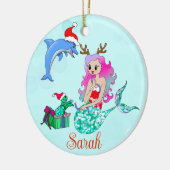 Décoration En Céramique Sirène de Noël Ouverture des cadeaux Nom (Gauche)