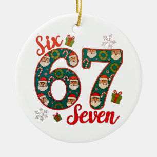 Décoration En Céramique Six Seven 67 6 7 Mème de Noël Chapeau de Santa