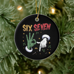 Décoration En Céramique Six Seven Meme Drôle Moyen Type Noël Viral 6 7